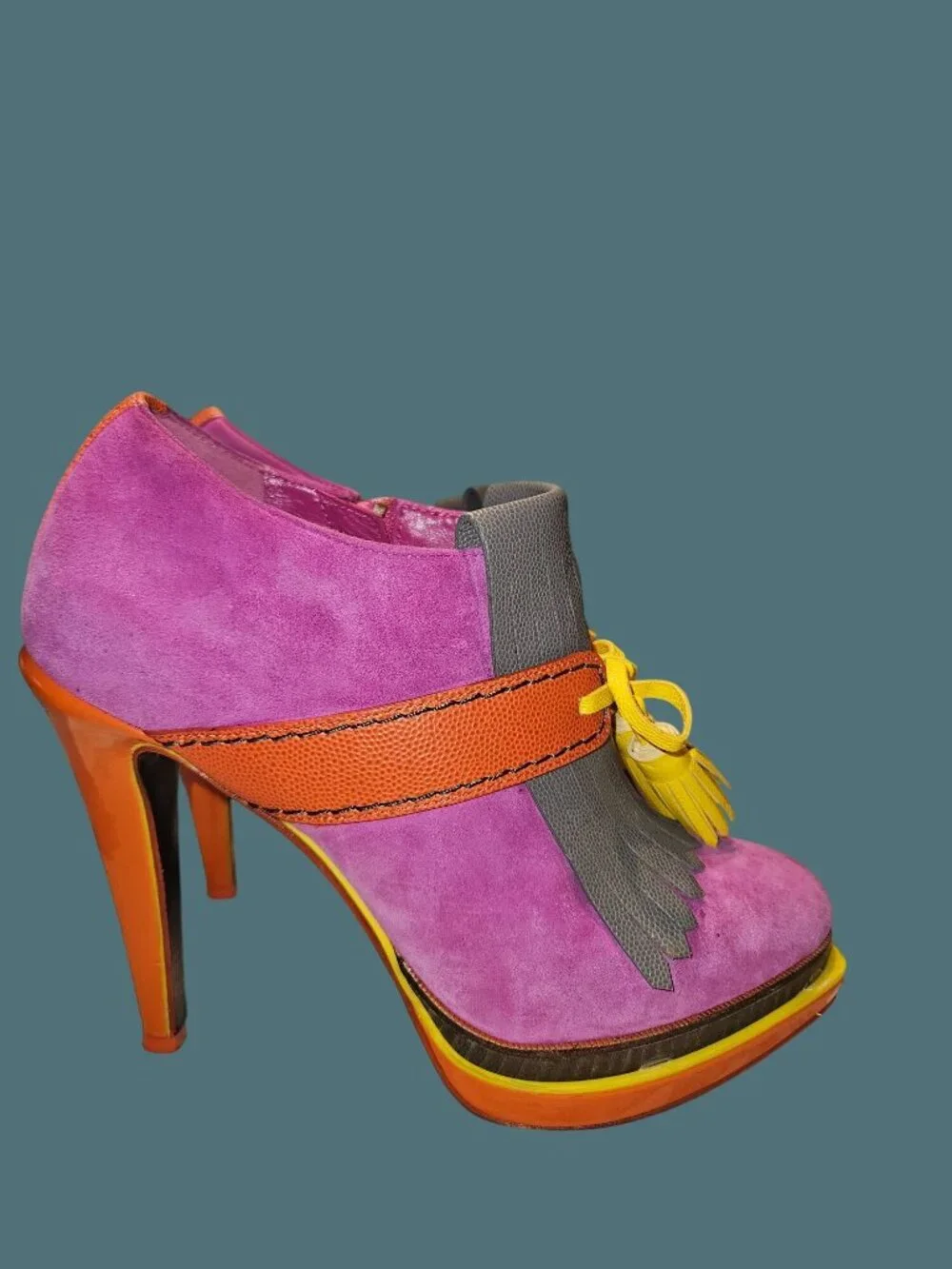 Cole Haan x NikeAir Kiltie Platform Stiletto Bootie Suede/Leather Women 7B - Picture 4 of 13